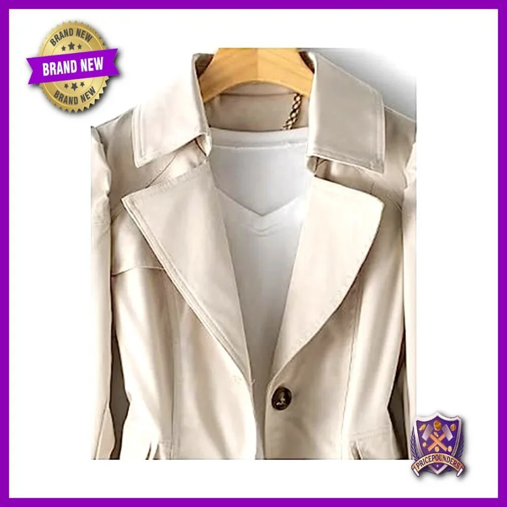 Classic Trench Coat Single Breasted Mid-Length Puff Sleeve Elegant Outerwear